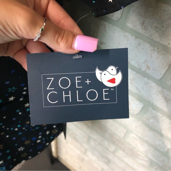 NWT Zoe+Chloe black Star Print short sleeve scrub top size XS - Picture 8 of 9